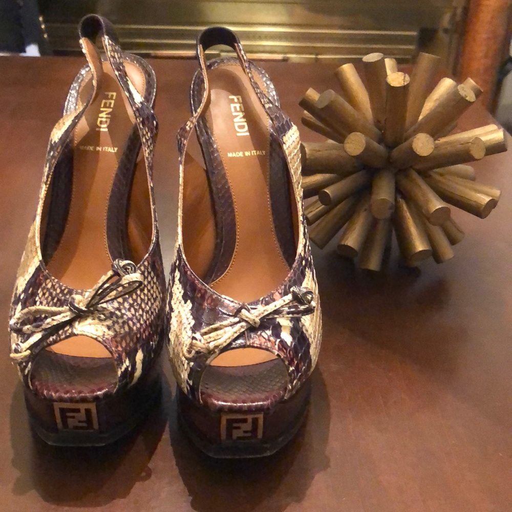 Preloved snake skin Fendi platform heels size 8.5 run small